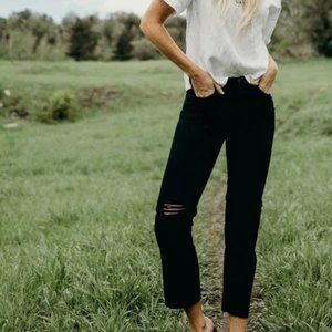 Adriano Goldschmied AG Phoebe‎ Jeans Black High Waisted Destroyed, Women's 28